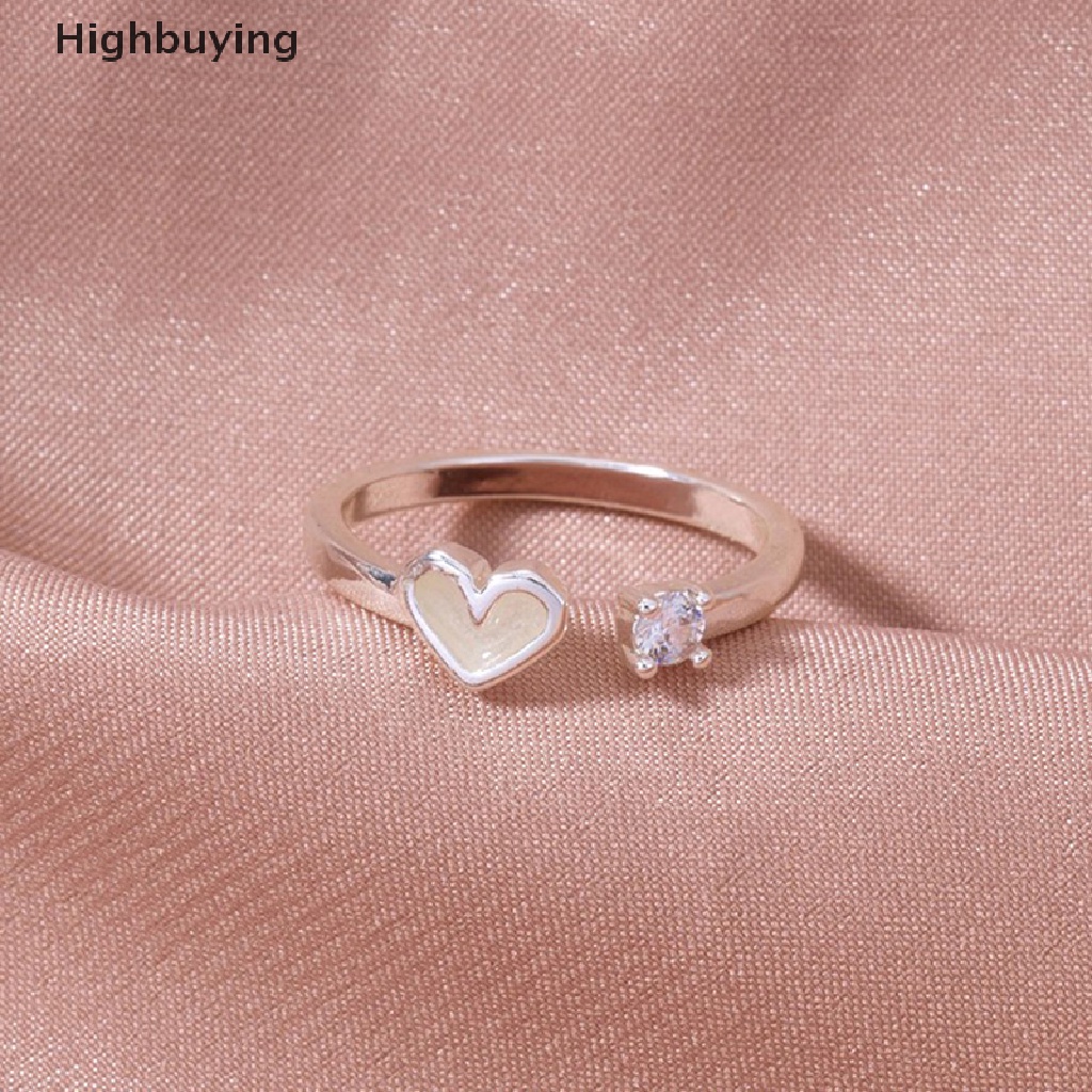 Hbid Cincin Cinta Hati Bercahaya Menyala Dalam Gelap Fashion Adjustable Pasangan Rings Warna Perak Pink Biru Cahaya Perhiasan Hadiah Untuk Kekasih Glory