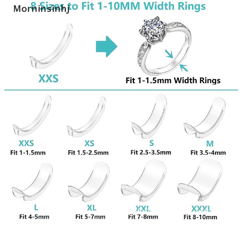 Mornin 8ukuran Silikon Invisible Clear Ring Size Adjuster Mengencangkan Pengecil Alat Perhiasan id