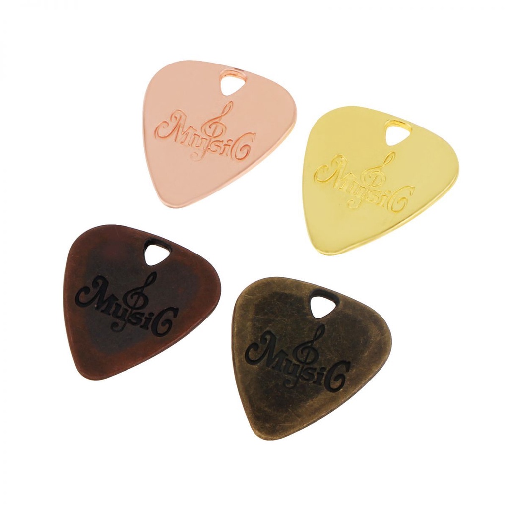 1biji Pick Gitar Zinc Alloy Gold Bronze Untuk Gitar/Bass/Ukulele Dengan Instrumen Senar Lubang Bahan Metal Plectrum Plucked