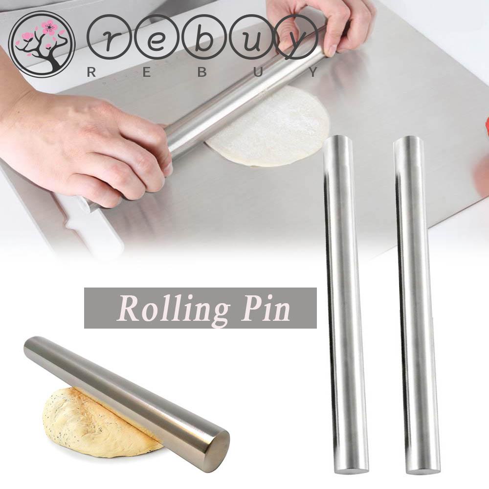 Rebuy Rolling Pin Adonan Pizza / Pastry / Pie Universal Praktis Bahan Stainless Steel