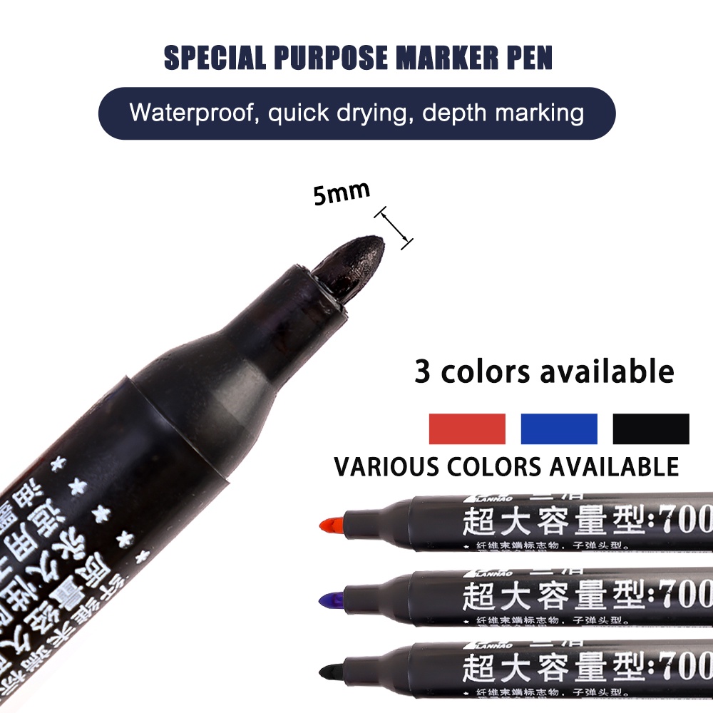 [Harga Grosir] Waterproof Paint Marker Pen Spidol Berminyak Cepat Kering Gel Pen Gambar Seni Coret Pulpen Hitam Biru Merah Spidol Permanen Siswa Lukisan Sketsa Spidol