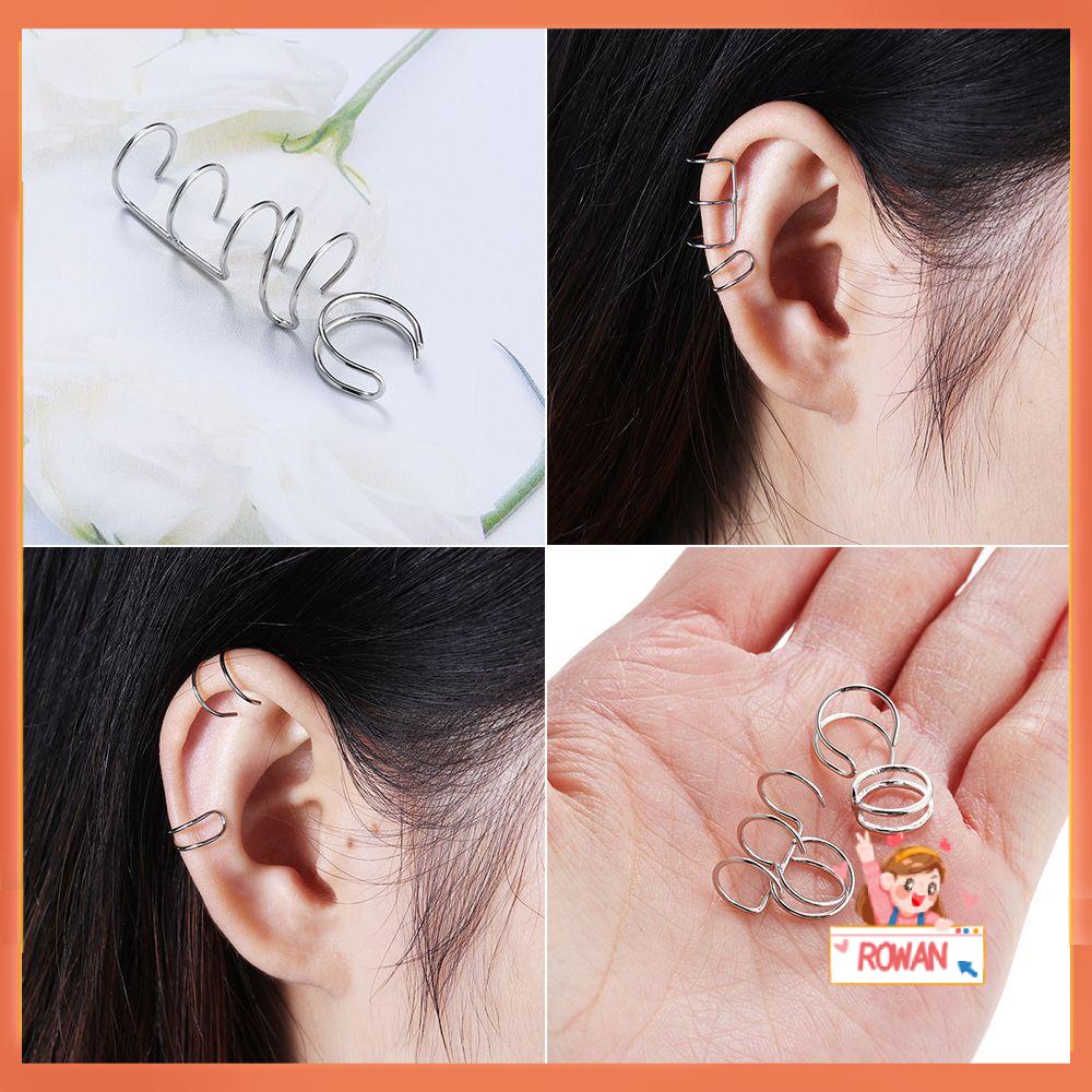 R-flower Ear Clip Punk Set Perhiasan Stainless Steel Cartilage Hoop