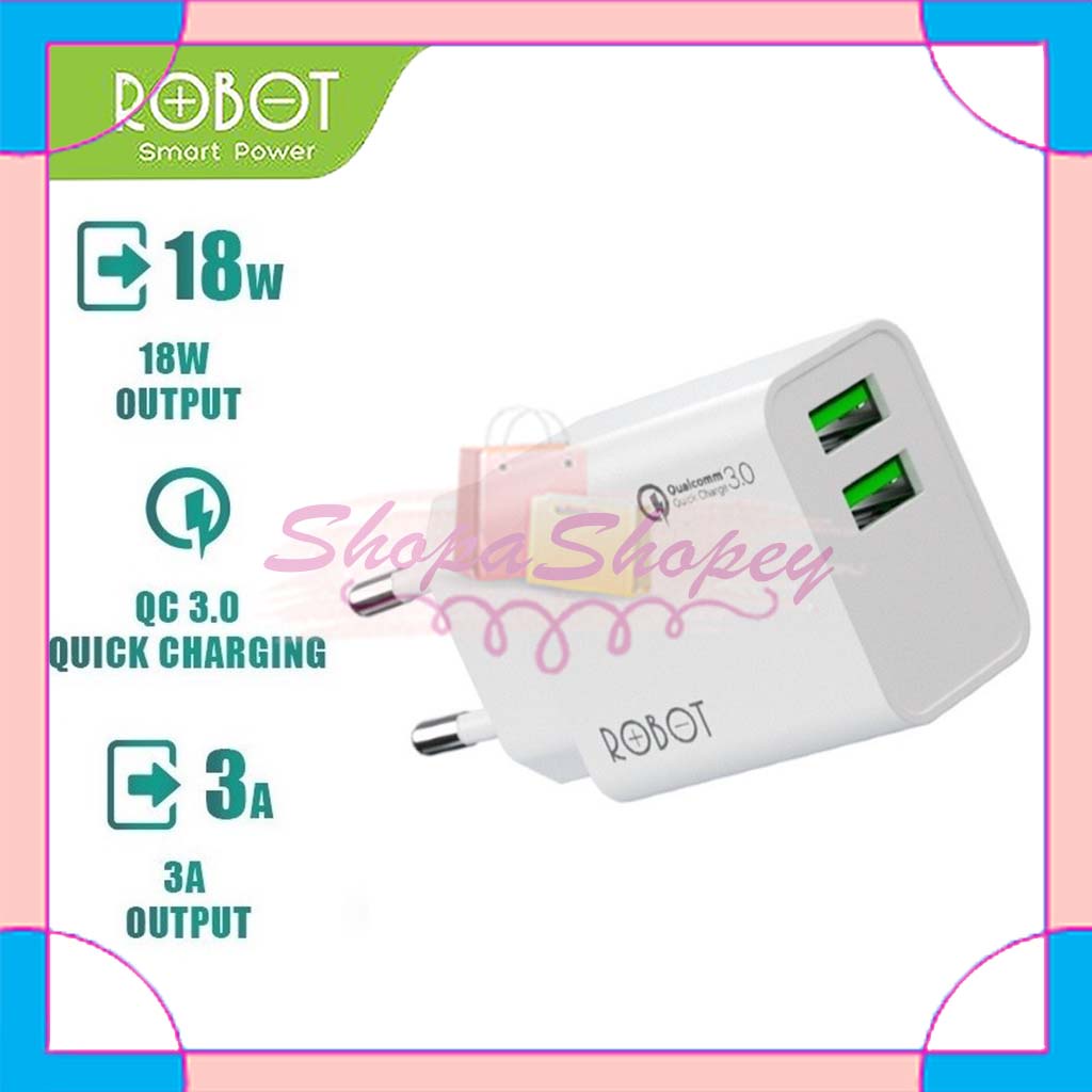 Charger Robot RT-F3 Adapter Charger Dual Port Quick Charge 3.0 18W