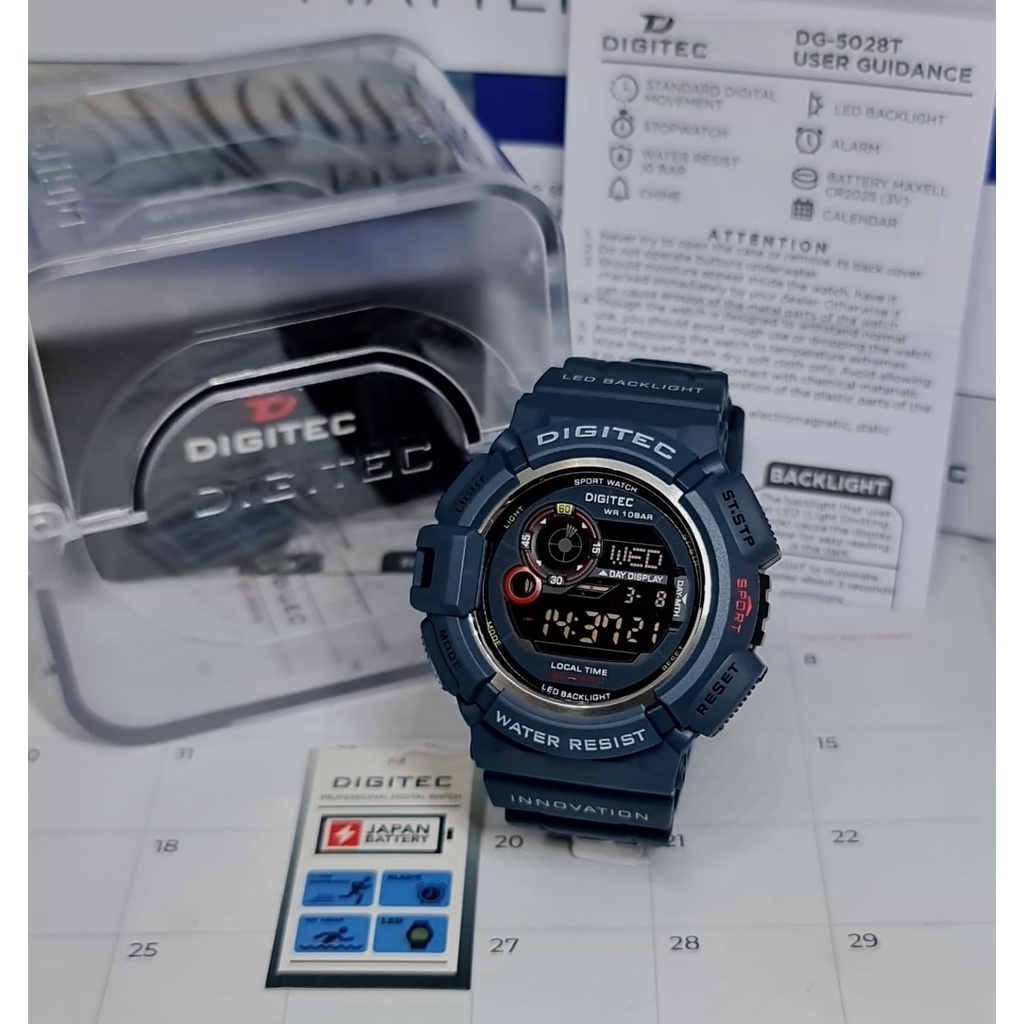 Jam Tangan Pria Digital Digitec 5028 Rubber Original Tahan Air