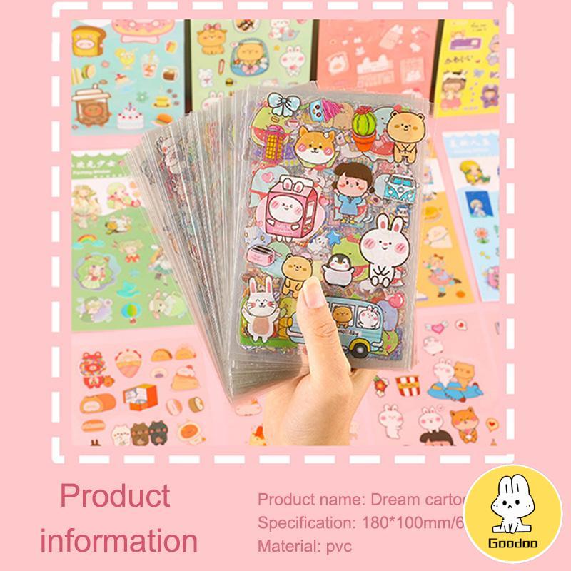 6pc Stiker Cute Cartun Lucu Food Pet Diy Diary Jurnal Palnner Deco Hias -Doo