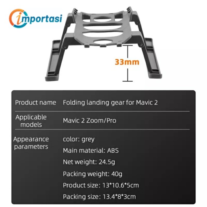 Folding Landing Gear DJI MAVIC 2 PRO ZOOM Heigh Extender Kaki Lipat