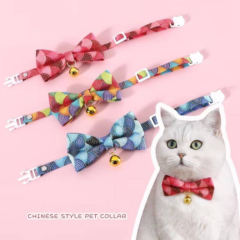 Kucing Peliharaan Kerah Busur Dengan Liontin Awan Menguntungkan Gaya China Dan Lonceng adjustable anti-Sedak bow tie chain Untuk Anak Kucing Dan Anak Anjing