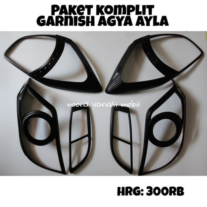 paket Garnish lampu depan dan belakang agya dan Ayla 2012-2016 hitam Doff Variasi mobil