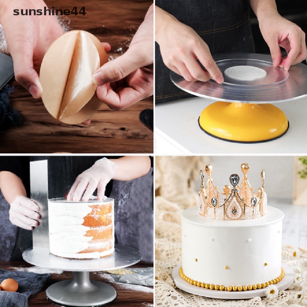 Sunshine 2Pcs Topper Cake Board Disk Bulat Akrilik Dapat Digunakan Kembali Alas Disk Untuk Kue ID