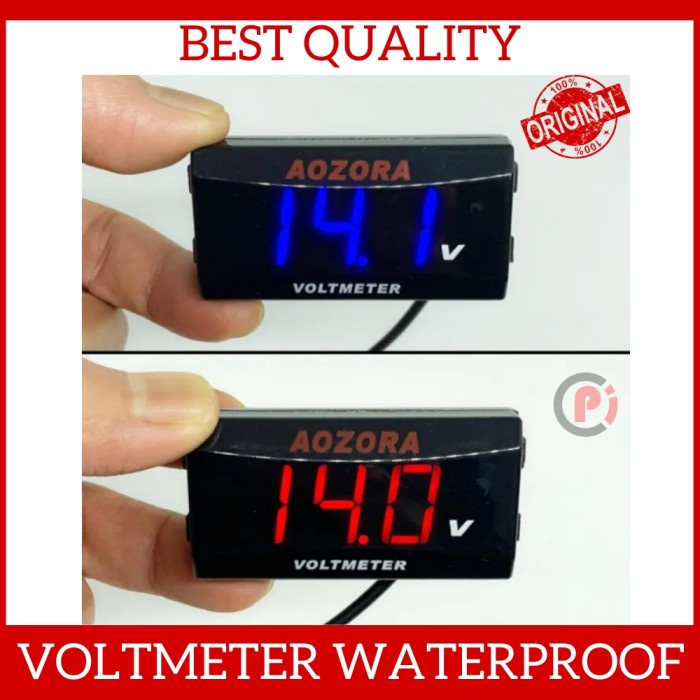 Voltmeter Waterproof Untuk Motor Mobil Volt Meter Mini 3 in 1 / 1 Mode