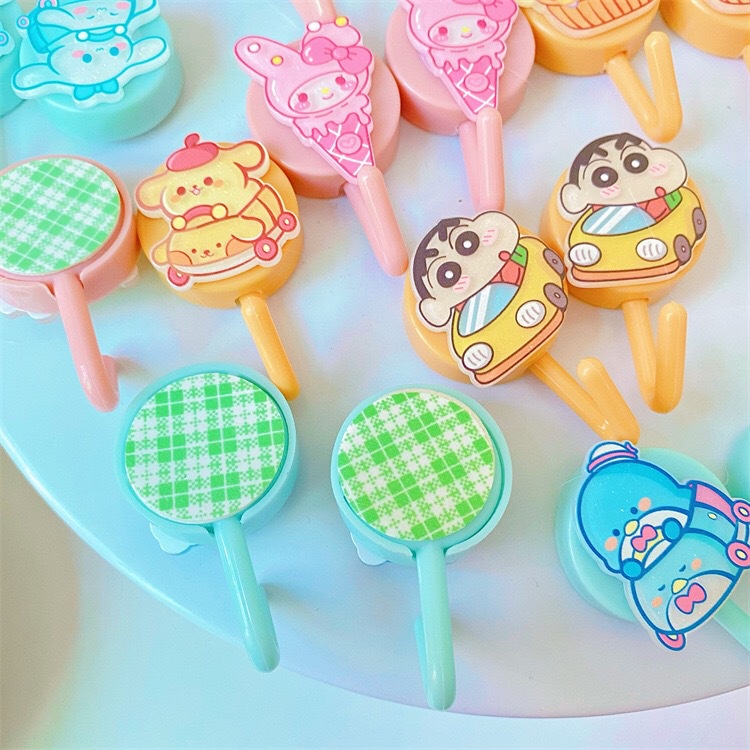 Wall Hook Gantungan Tempel Dinding Cinnamoroll Kuromi My Melody Pompompurin Sinchan Little Twin Star