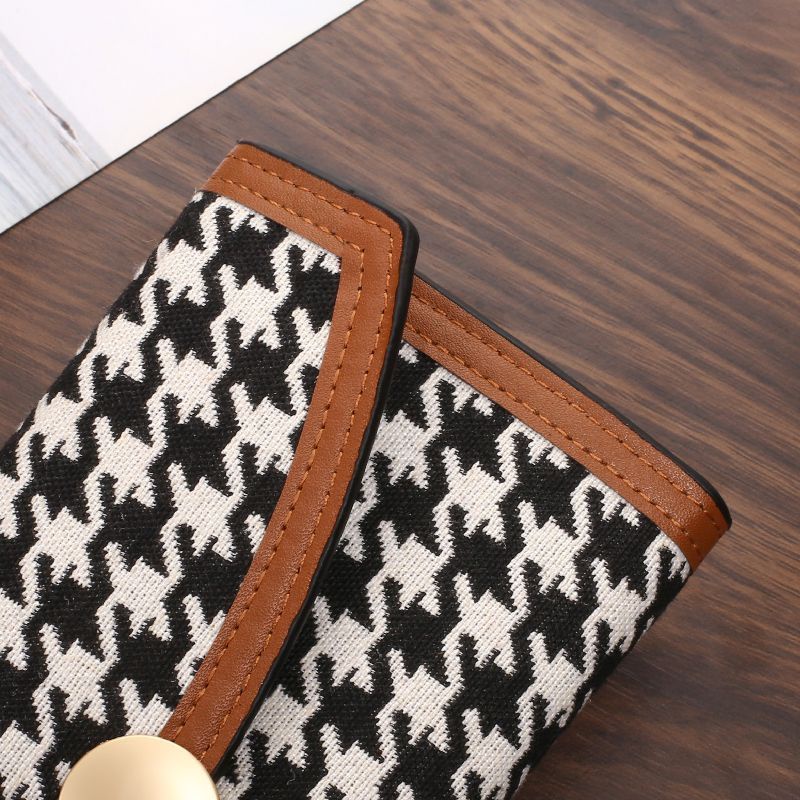 Sera 2023 baru fashion retro fashion houndstooth tas dompet panjang wanita dompet tangan multi-kartu pemegang kartu tas kartu
