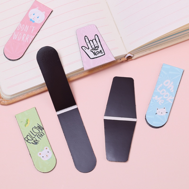 4per6pcs Bookmark Baca Kartun/Memo Label Stiker Pesan Kulkas/Alat Tulis Bahan Sekolah Kantor Supply