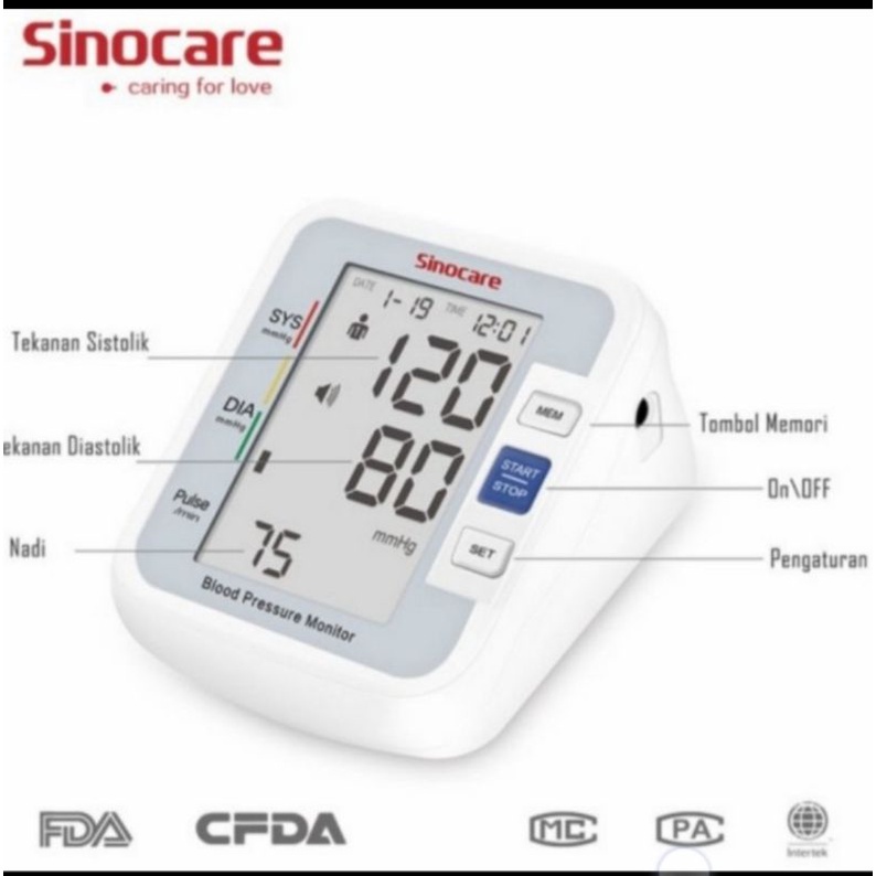 Original Tensimeter digital Sinocare B-801 / Alat cek Tekanan darah / Tensi darah Digital sinocare