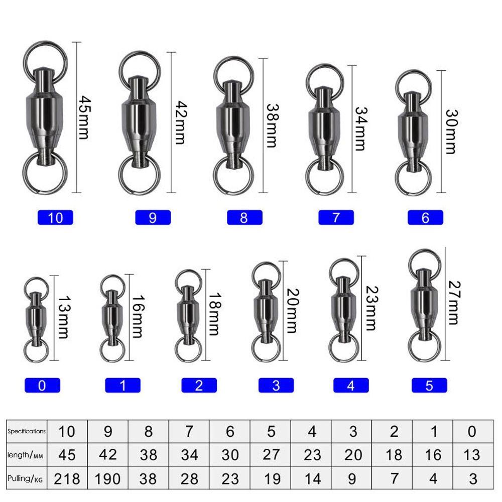 TOP 10pcs Konektor Memancing Rolling Swivel Tahan Lama Ukuran1# Kepada10# Tong Bearing Stainless Steel