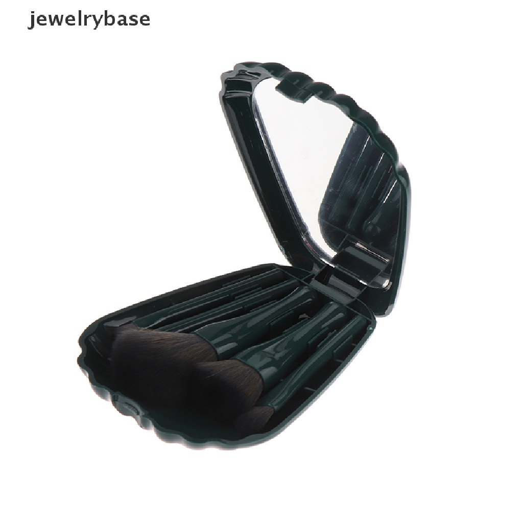 [jewelrybase] 5pcs/set Makeup Brushes Kosmetik Bedak Eye Shadow Brush Dengan Kotak Dan Cermin Butik