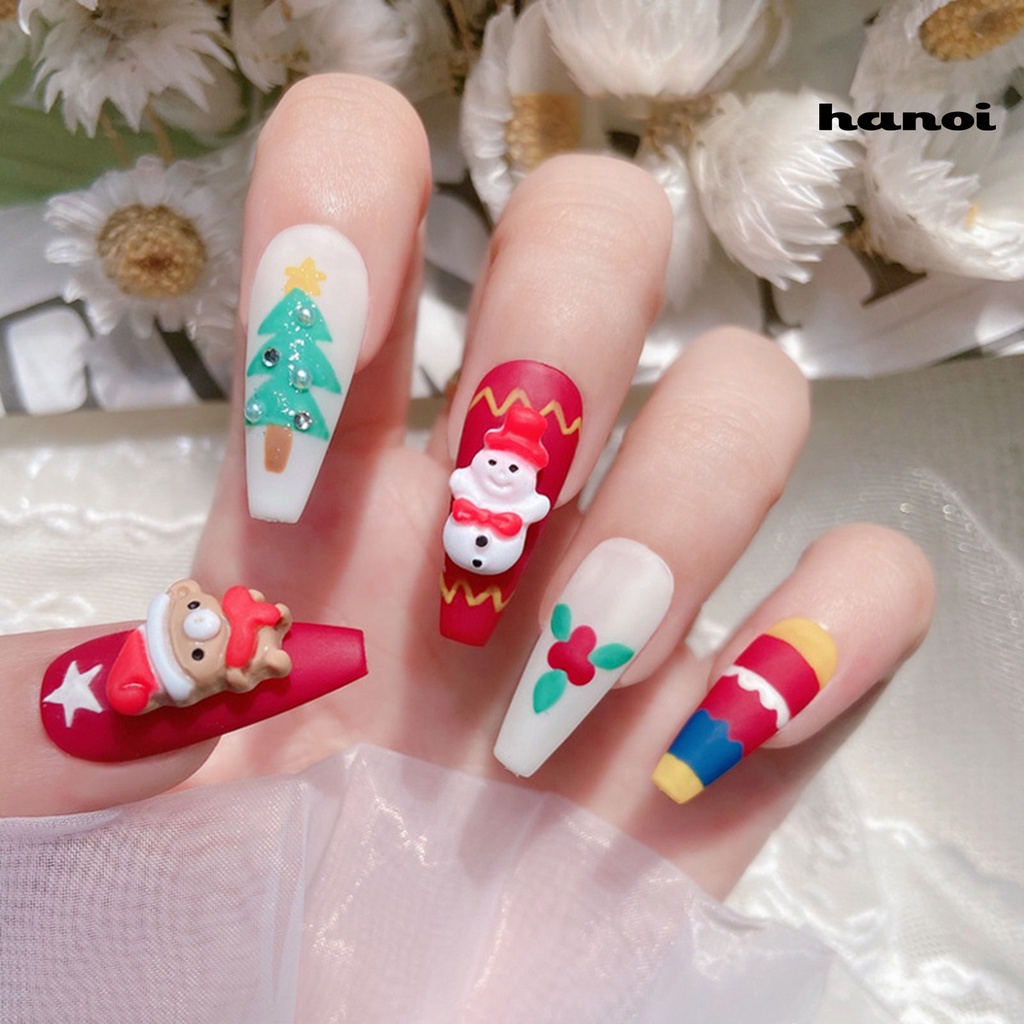 Hi 10Pcs Manicure Decor Pasta Indah Mudah Indah Tiga Dimensi Ramah Lingkungan DIY Resin Natal Elemen Hiasan Kuku Untuk Anak Perempuan