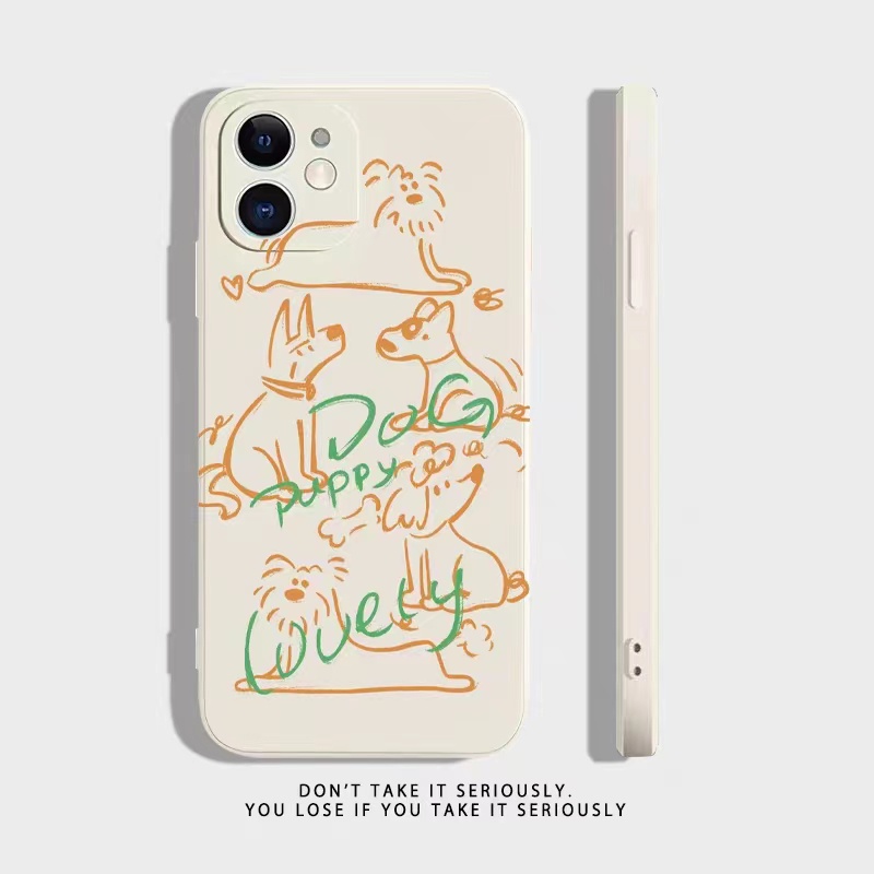 IPHONE Ins Pola Puppy Cocok Untuk Iphone14 14pro 14plus 13 13pro 13prm iPhone12 7Plus 8Plus Xr XS 13 Pro Max Empat Sudut Casing Ponsel Tahan Guncangan