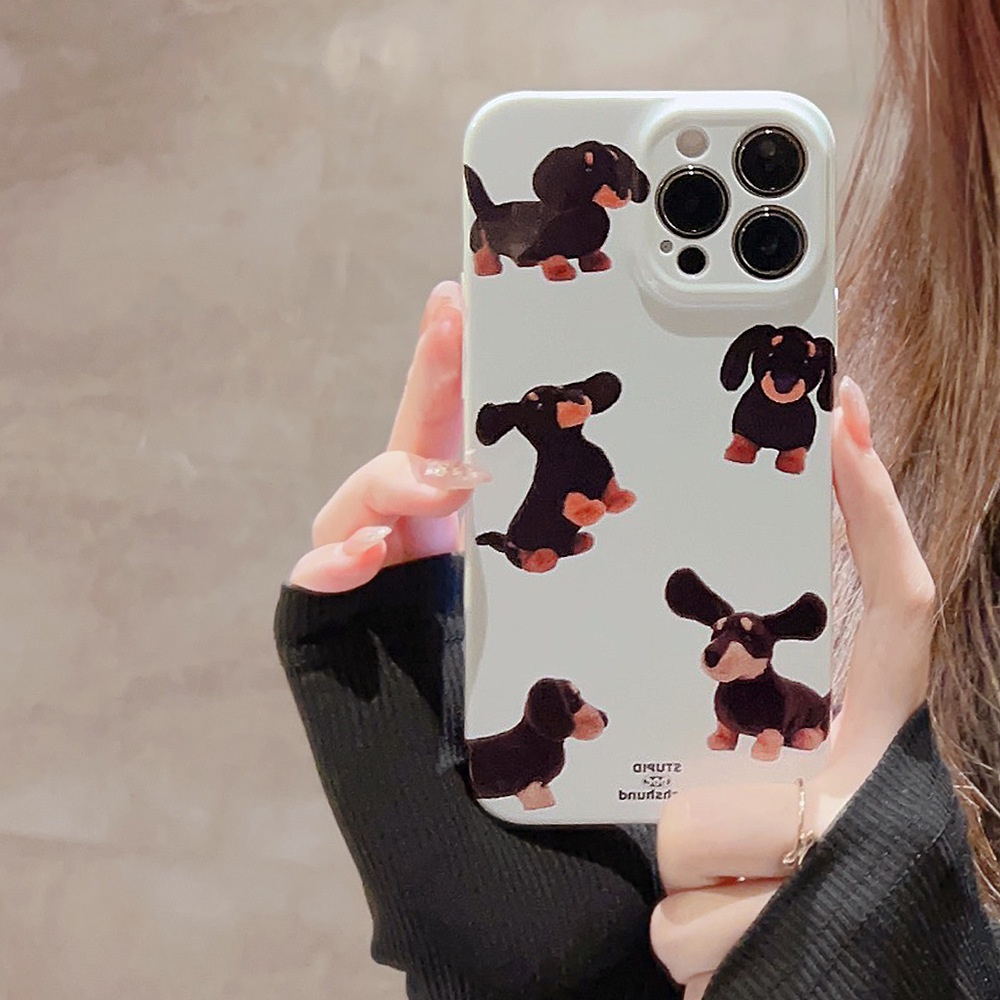 Lucu Creamed Dachshund Dog Kartun Hard Shell Film Fotografi Case Untuk Iphone SE 2020 7 /8 Plus 14xx XR XM 11 12 MINI 13 PRO MAX Casing Cover Pelindung AT0083