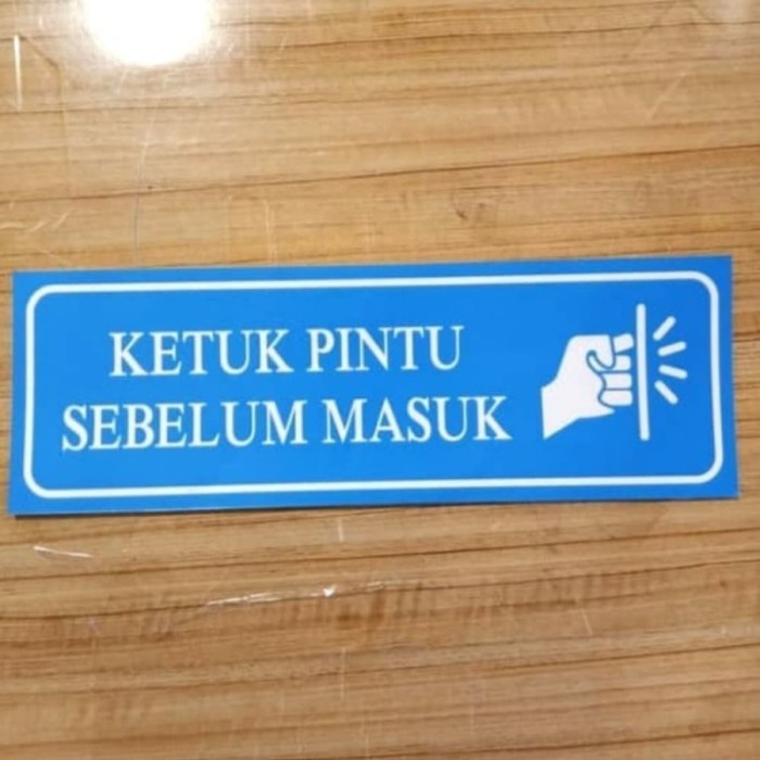

sign stiker ketuk pintu sebelum masuk / sticker ketuk pintu - Biru, 20x5