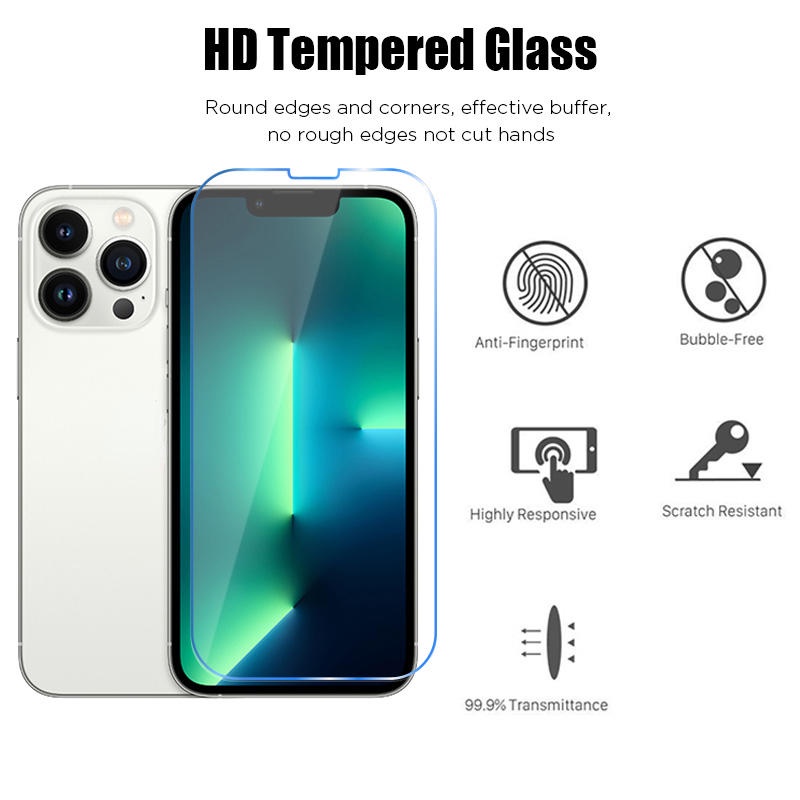 4pcs Kaca Pelindung Untuk iPhone 14 13 12 11 Pro MAX Plus Mini Pelindung Layar Tempered glass Untuk iPhone X XS MAX XR 7 8 6 6S Plus SE 2022 2020 14Plus 13Mini 12Mini glass