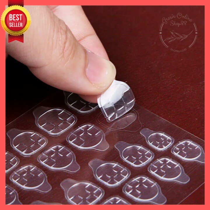 GOS -E414- Lem Kuku Palsu 24pcs - Stiker Lem Kuku Palsu - Lem Kuku Palsu Gel Double Tape