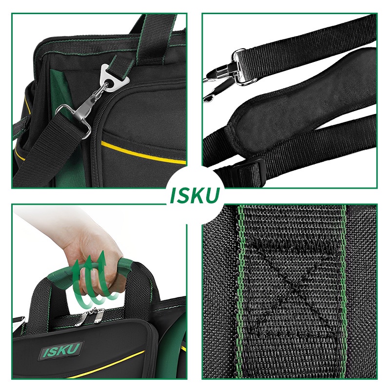 ISKU Tool Bag Besar 20 inch 1680D Kain Oxford Tas Perkakas Anti Air Tool Bag Perkakas 15 17 20 inch Tas Alat Pro