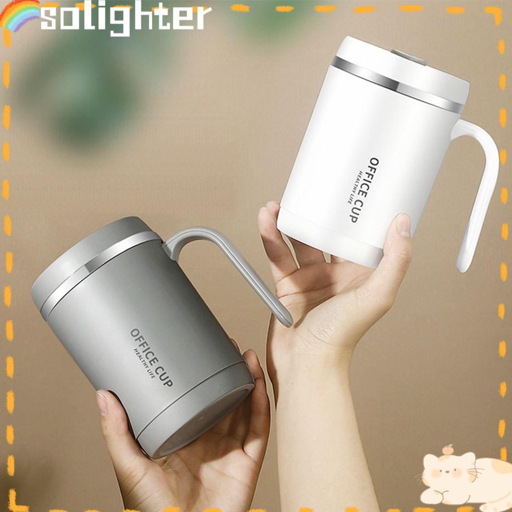 Solighter Mug Kopi Anti Bocor Dengan Pegangan Dan Tutup Double Wall Travelling Cup