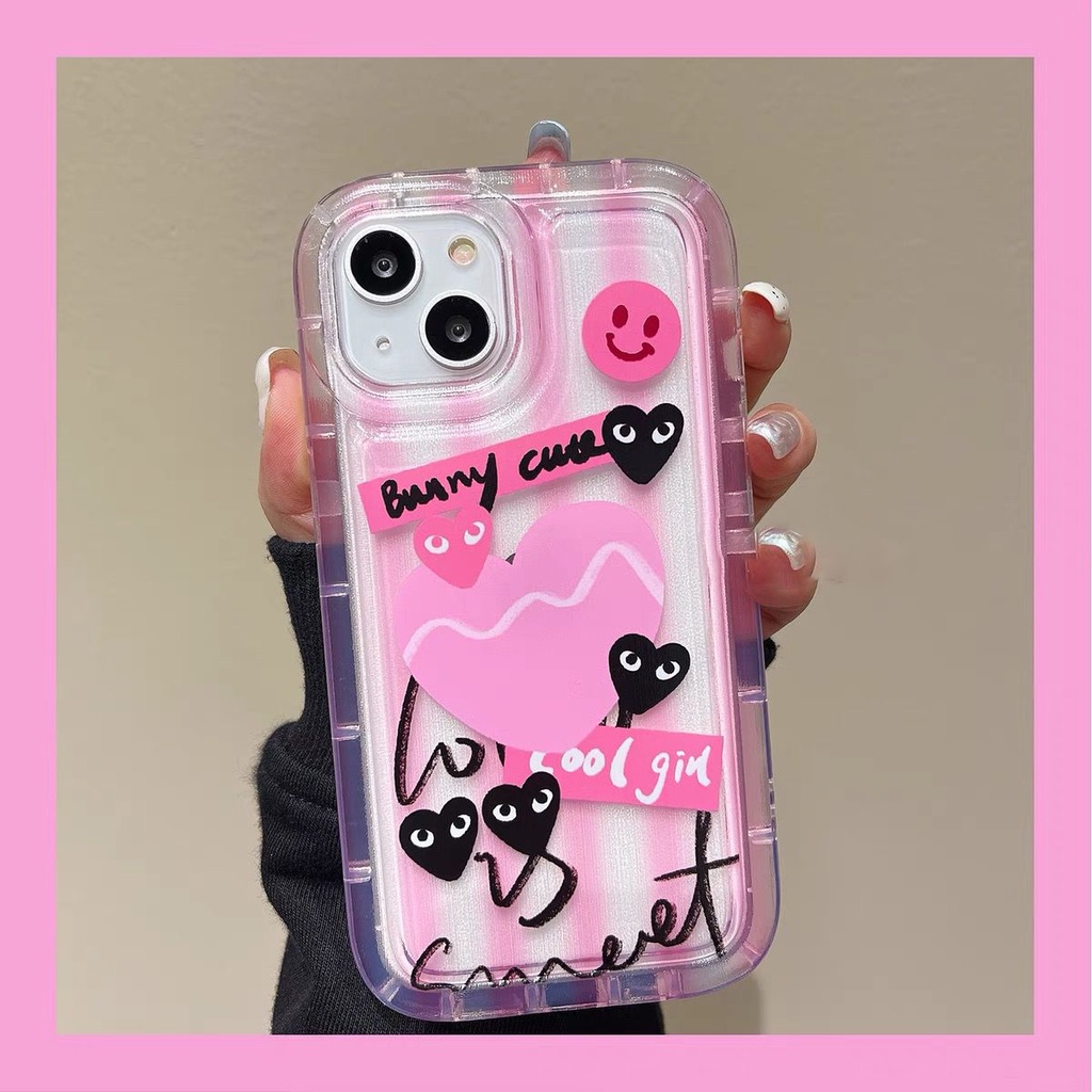 IPHONE Casing Ponsel Lembut Lucu Kompatibel Untuk Iphone14 13 11 12 Pro XS Max X Xr7 +8Plus Casing Cinta Transparan TPU Silikon Shockproof Cover