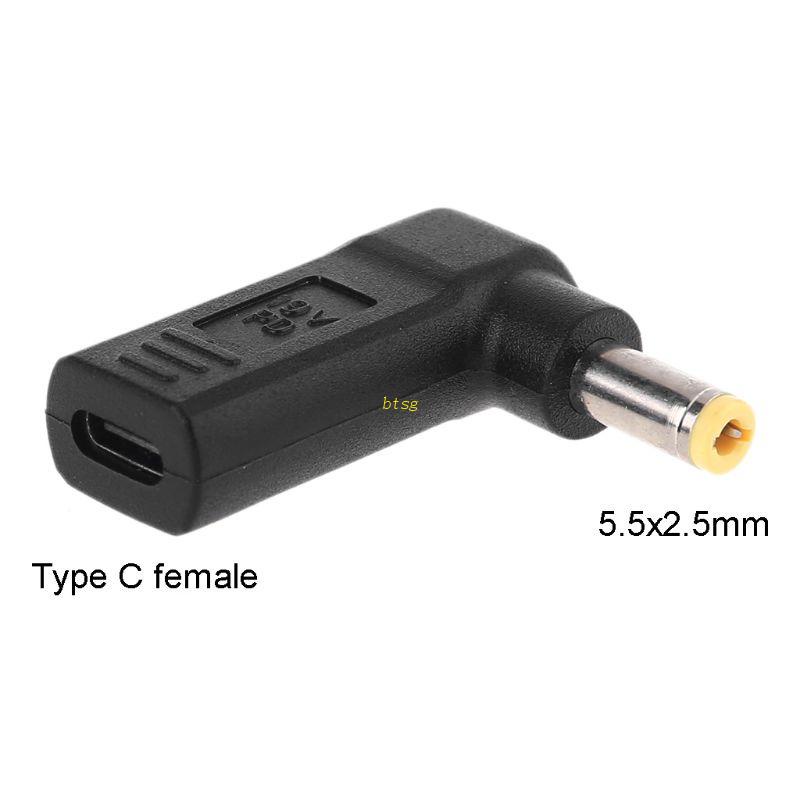 Btsg 90derajat Tipe C Female Ke 5.5x2.5mm Male Plug Connector Konverter Colokan Listrik Laptop Cocok Untuk Untuk Lenovo Untuk