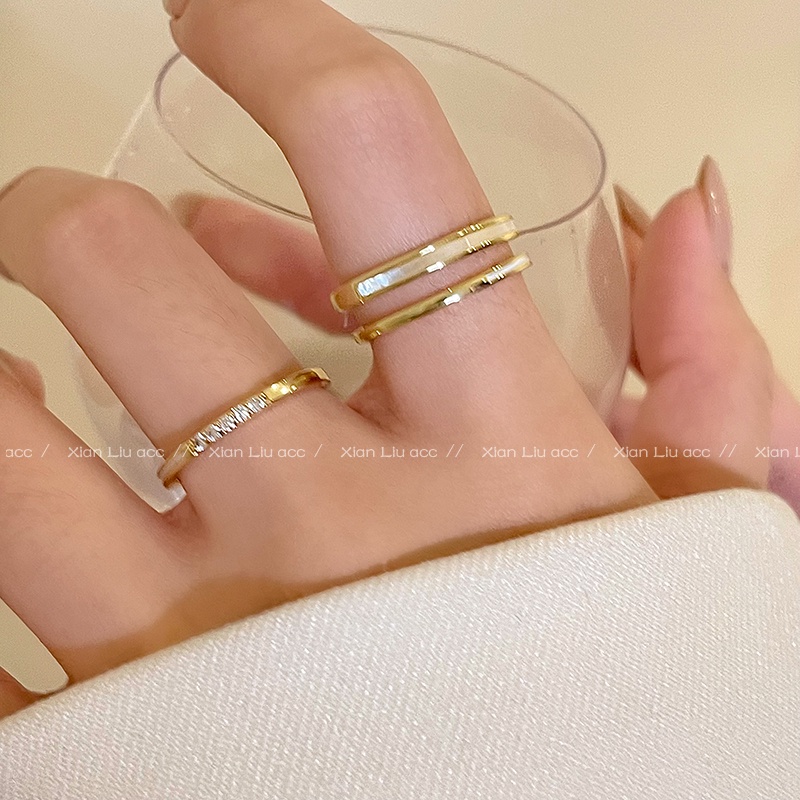 Luxury Gold Ring Simple Oil Drop Zircon Rings for Women Accessories Jewelry
