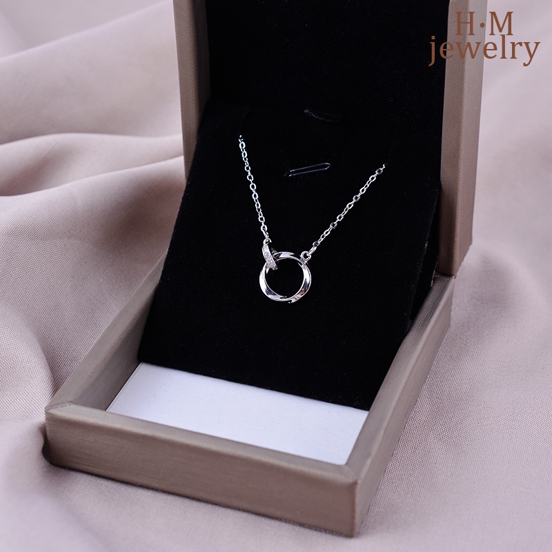 S925 Perak Cincin Gesper Mobius Kalung Cahaya Mewah Rasa Tinggi2023Baru