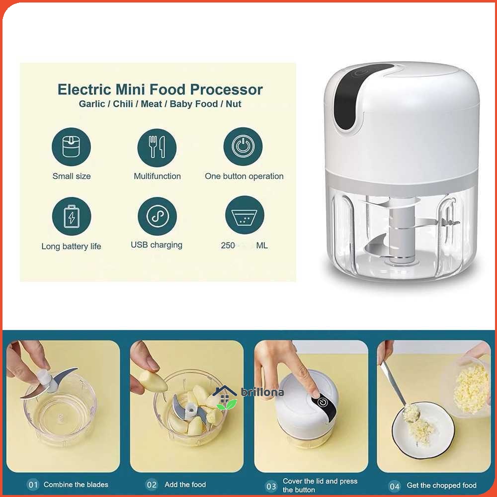 Food Chopper Mini Electric USB Charge Three Layer Blade 250ml - MGC220