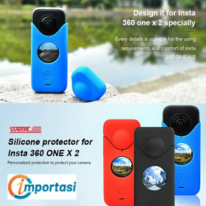 Silicone Case Cover &amp; Lens Cap Insta360 One X2 Protector Silikon - Hitam