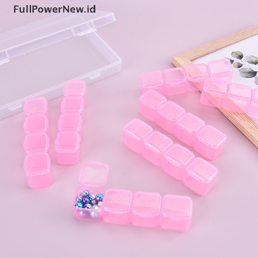 Power 28Slots Clear Nail Art Glitter Berlian Imitasi Tempat Penyimpanan Wadah Display Perhiasan ID