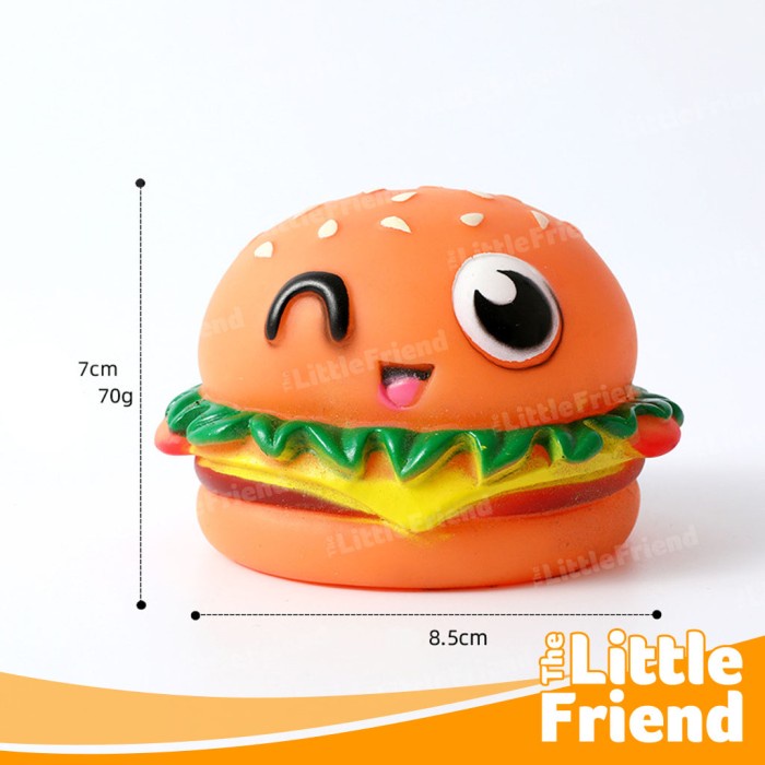 Mainan Anjing Kucing Bunyi Squeaky Plush On Rubber Bentuk Hamburger