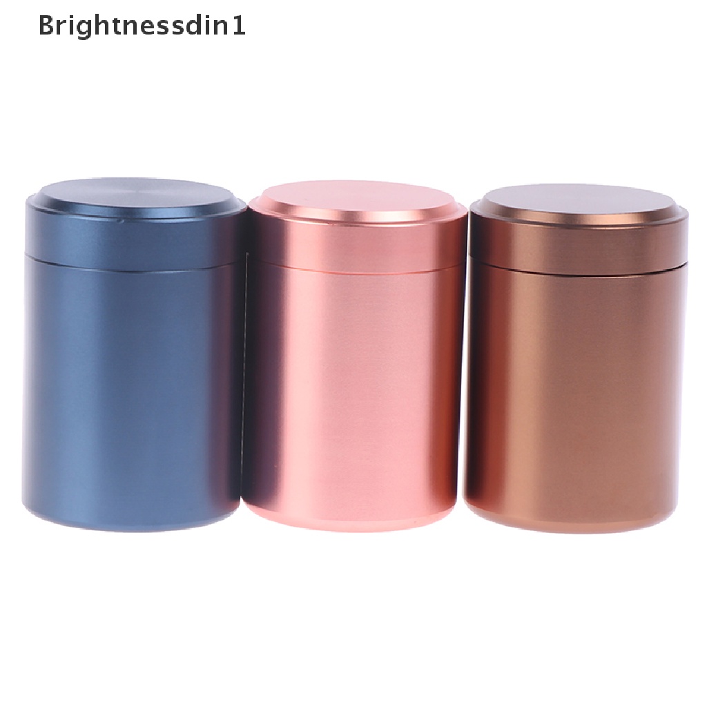 [Brightnessdin1] 1x Wadah Kedap Udara Aluminium Herb Stash Jar Metal Sealed Can Tea Jar Boutique