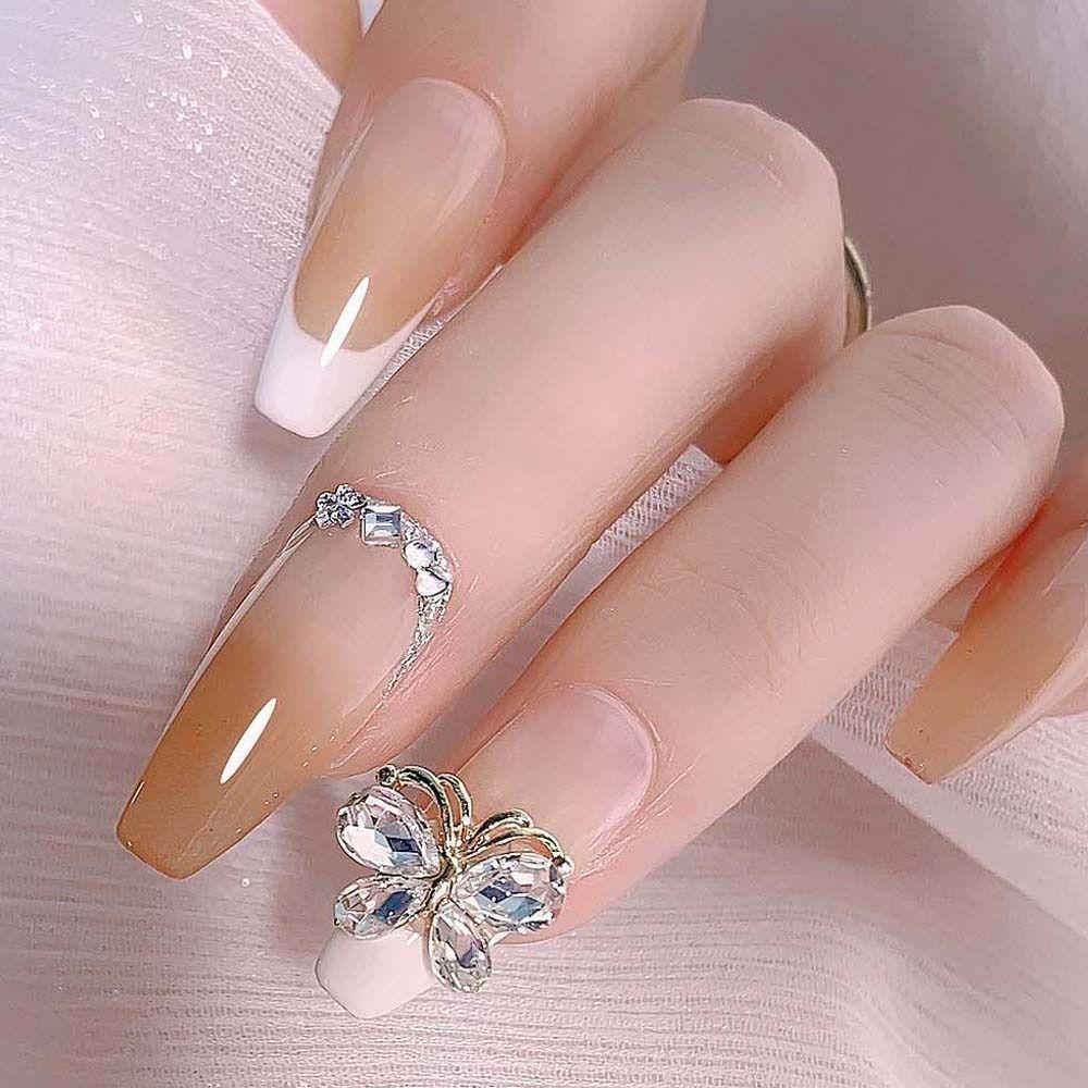 AUGUSTINA Agustina Kupu-Kupu Dekorasi Kuku Fashion Zirkon Manicure Aksesoris Jepang Nail Art Aurora Butterfly 3D Nail Art Drills