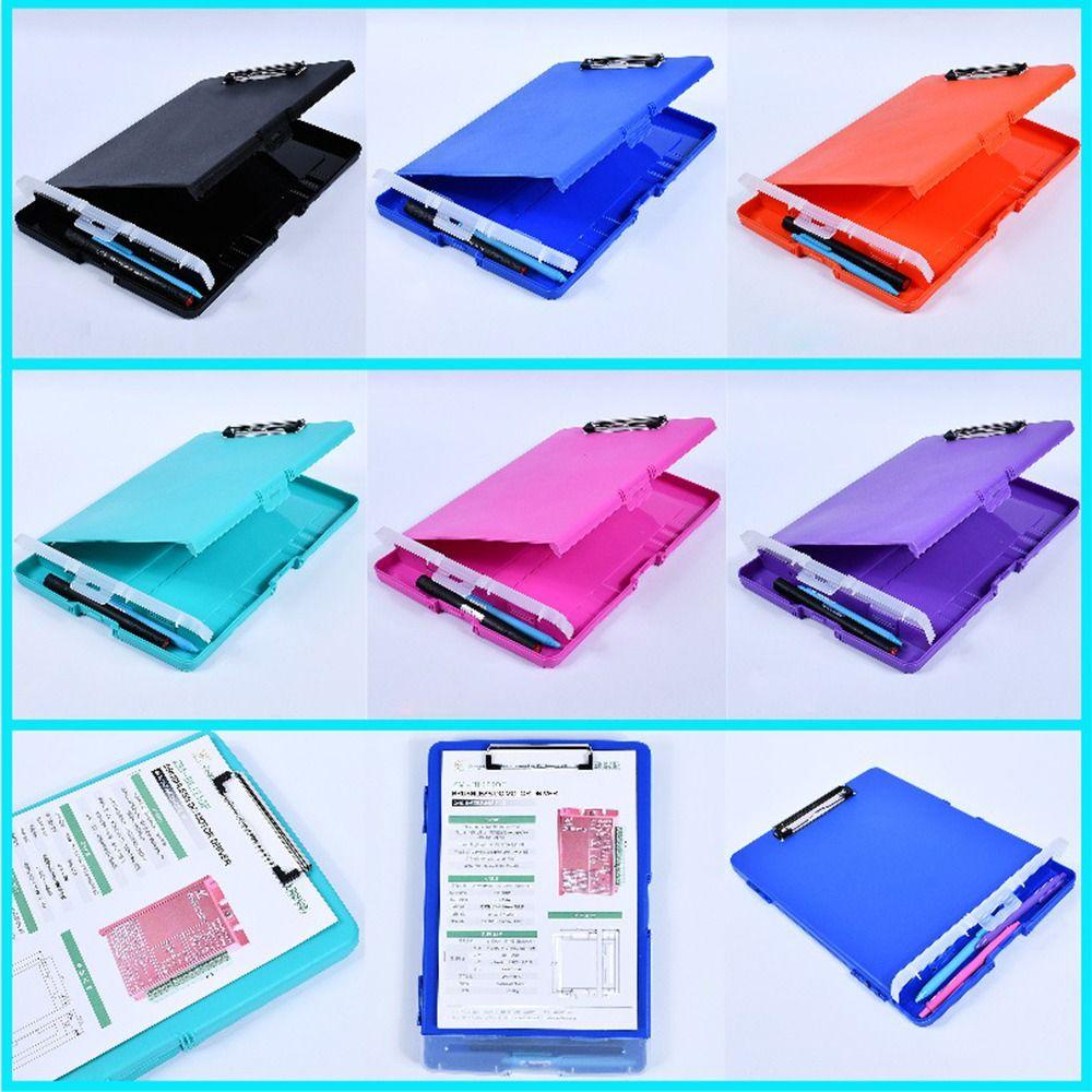 QUINTON Clipboard File Box Case Alat Tulis Plastik File Organizer Perlengkapan Kantor Alas Tulisan Penyimpanan Dokumen Clipboard