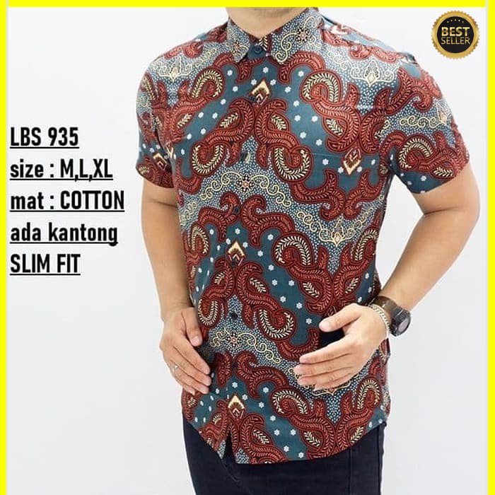 KEMEJA PRIA BATIK LENGAN PENDEK HEM BAHAN KATUN HALUS 40S LBS 935 MEWAH PREMIUM BAJU ELEGANT SIZE M L XL  SKU MS JAKARTA