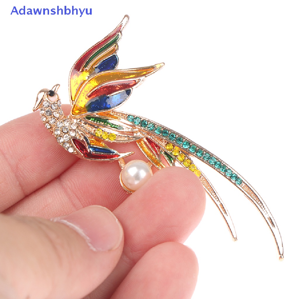 Adhyu Crystal Phoenix Bird Brooches For Women Enamel Flying Beauty Bird Party Office Brooch Pin Gifts Phoenix Oil Dripping Brooch ID