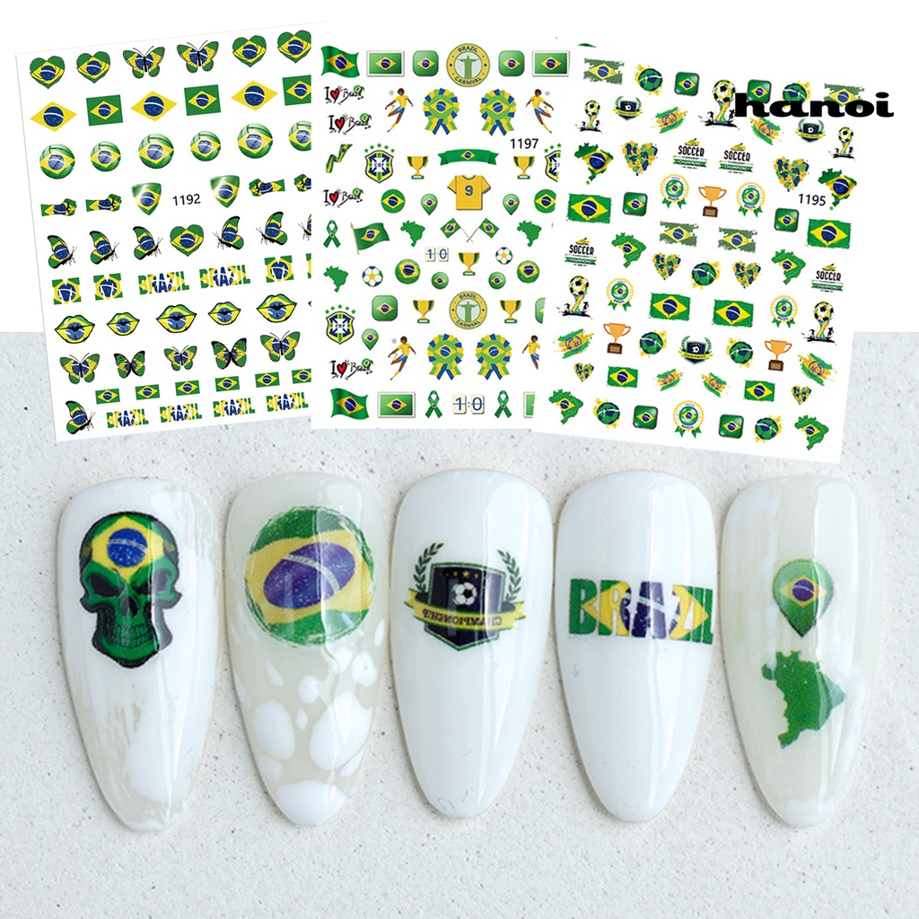 Hi Stiker Kuku Pola Indah Warna Hidup Perekat Diri Kuat Lengket Yang Dapat Dilepas Dekoratif Ultra-Tipis Gaya Sepak Bola DIY Mudah Mengelupas Kuku Stiker Perlengkapan Kuku