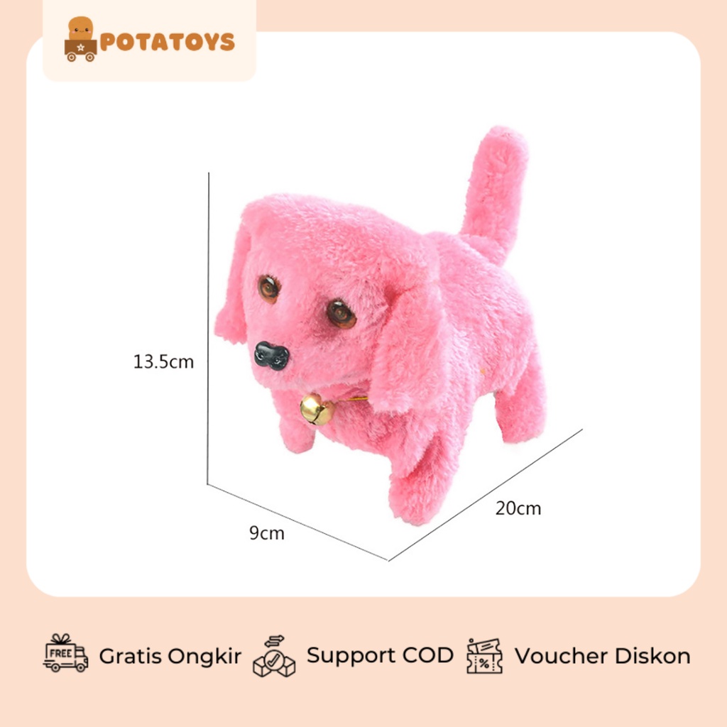 [ Potatoys] Mainan Boneka Anjing Gerak Bunyi Tenaga Baterai / Boneka Anjing Elektrik