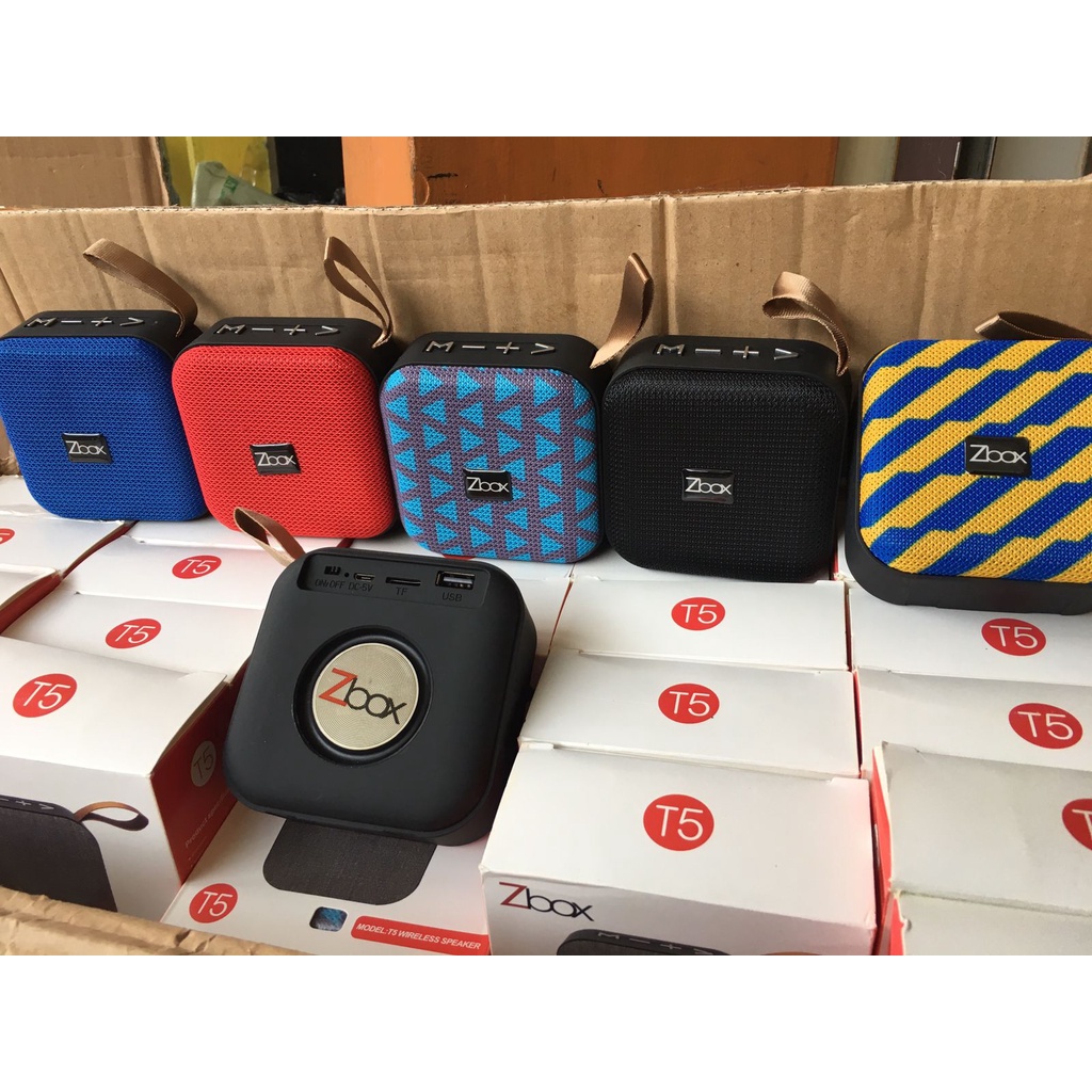 Speaker Bluetooth Portable Mini T5 Subwoofer Karet Ngebass Musik Box Wireless Segel Zbox