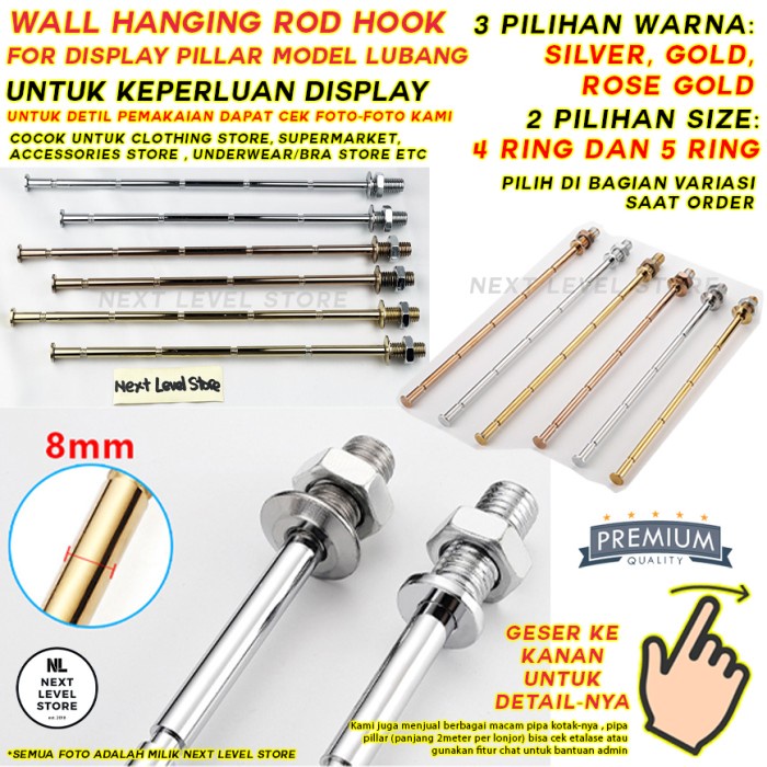 Hanging Rod Hook Lubang Cantolan Baju Bra Underwear Wall Hole Pillar