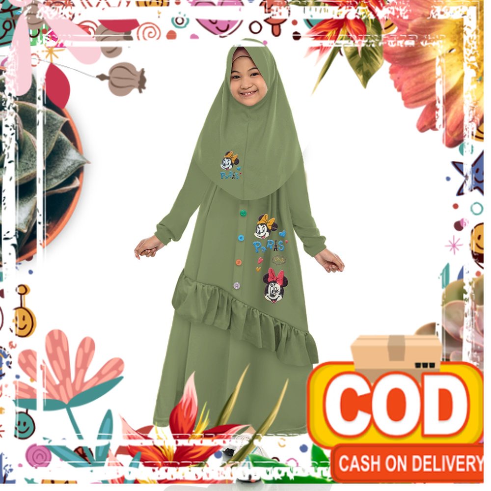 Ulikids baju gamis Muslim Anak Perempuan Set Hijab / Gamis Anak Perempuan Modern / Gamis Anak Set / 