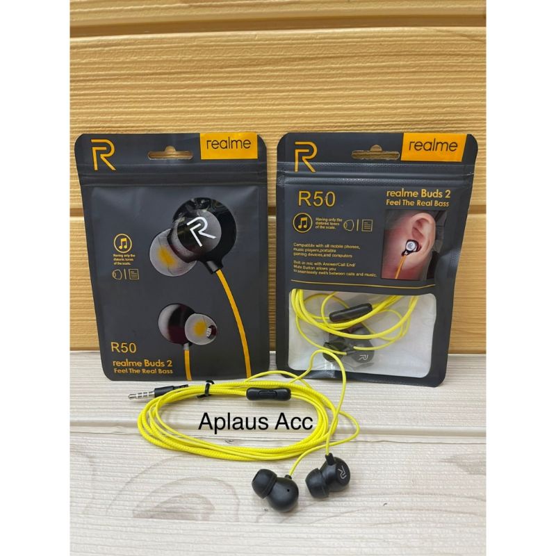 Handsfree  Earphone Realme + Mic R50 Headset R-50 [ BES SELLER ]