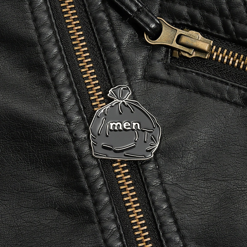 Men Black Bag Brooch Enamel Pin Custom Jewelry Lapel Metal Backpack Sweater Accessories Decoration Gifts Friends Wholesale