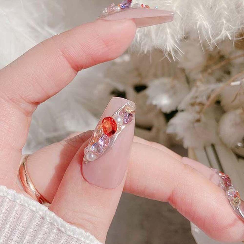 AUGUSTINA Agustina Kuku Berlian Imitasi Fashion Mewah Pesona Kuku Menunjuk Bawah Bor Manicure Aksesoris Jepang Nail Art 3D Nail Art Drills