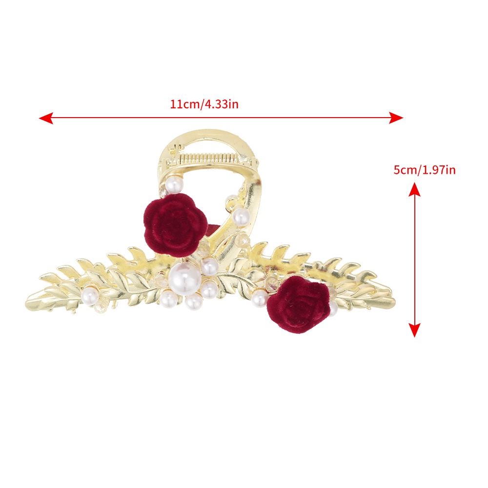 Korea Mutiara Mawar Jepit Rambut Retro Bunga Hair Clip Alloy Hair Claw Aksesoris Rambut Wanita